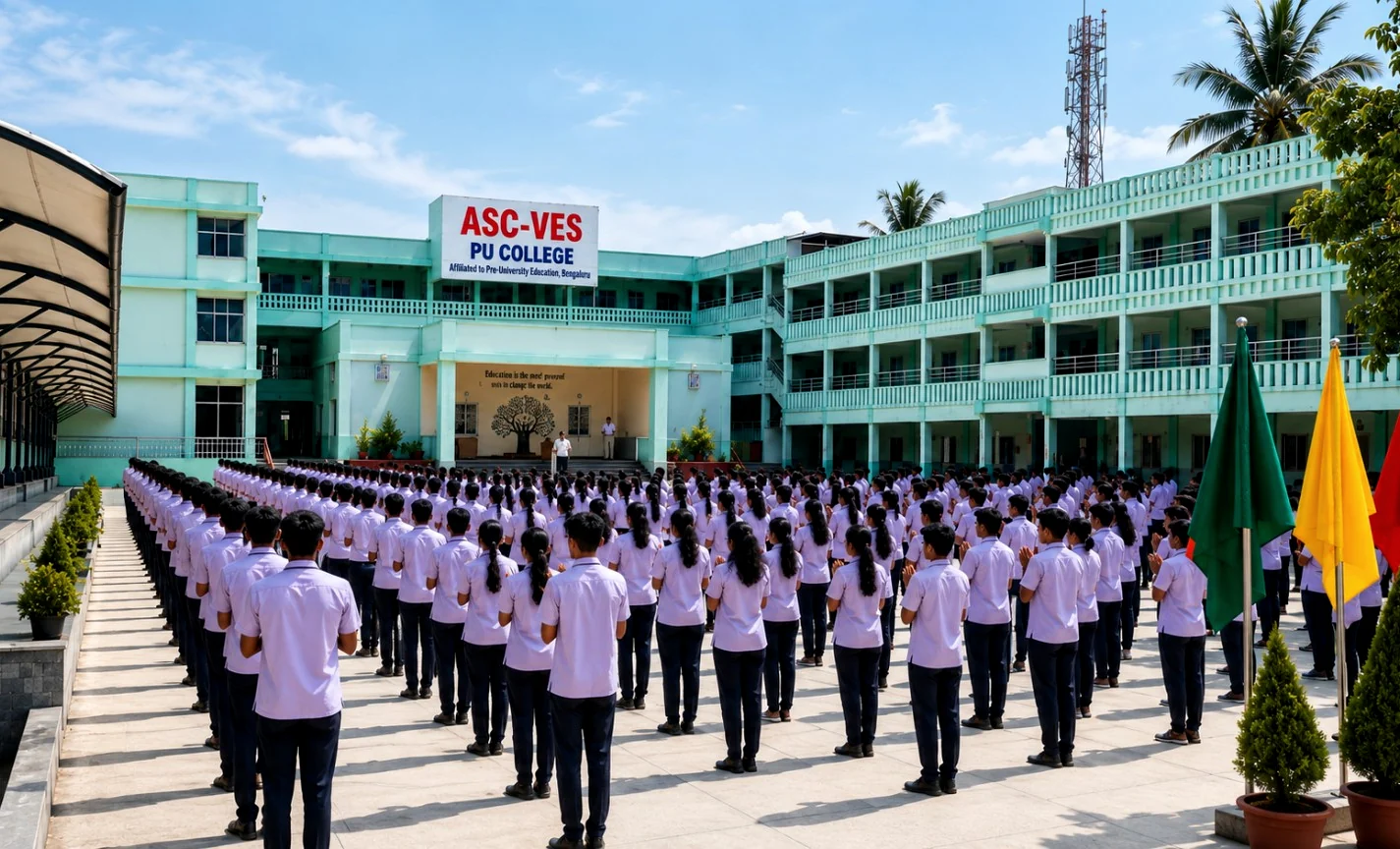 ASC-VES PU College assembly courtyard and student routine